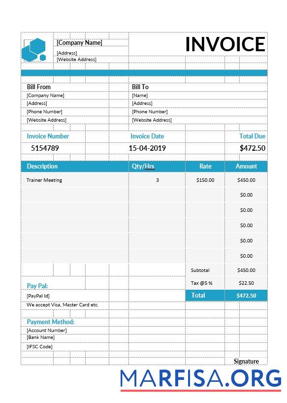 Blank Educational Consultant Invoice Template
